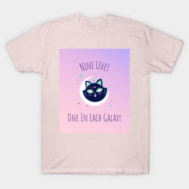 Nine Lives, One In Each Galaxy Cute Funny Cat Alien Pet Space T-Shirt by ThreadSupreme